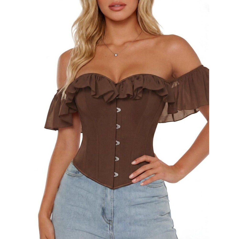 Vintage Corset Tops for Women Renaissance Corset Boned Overbust